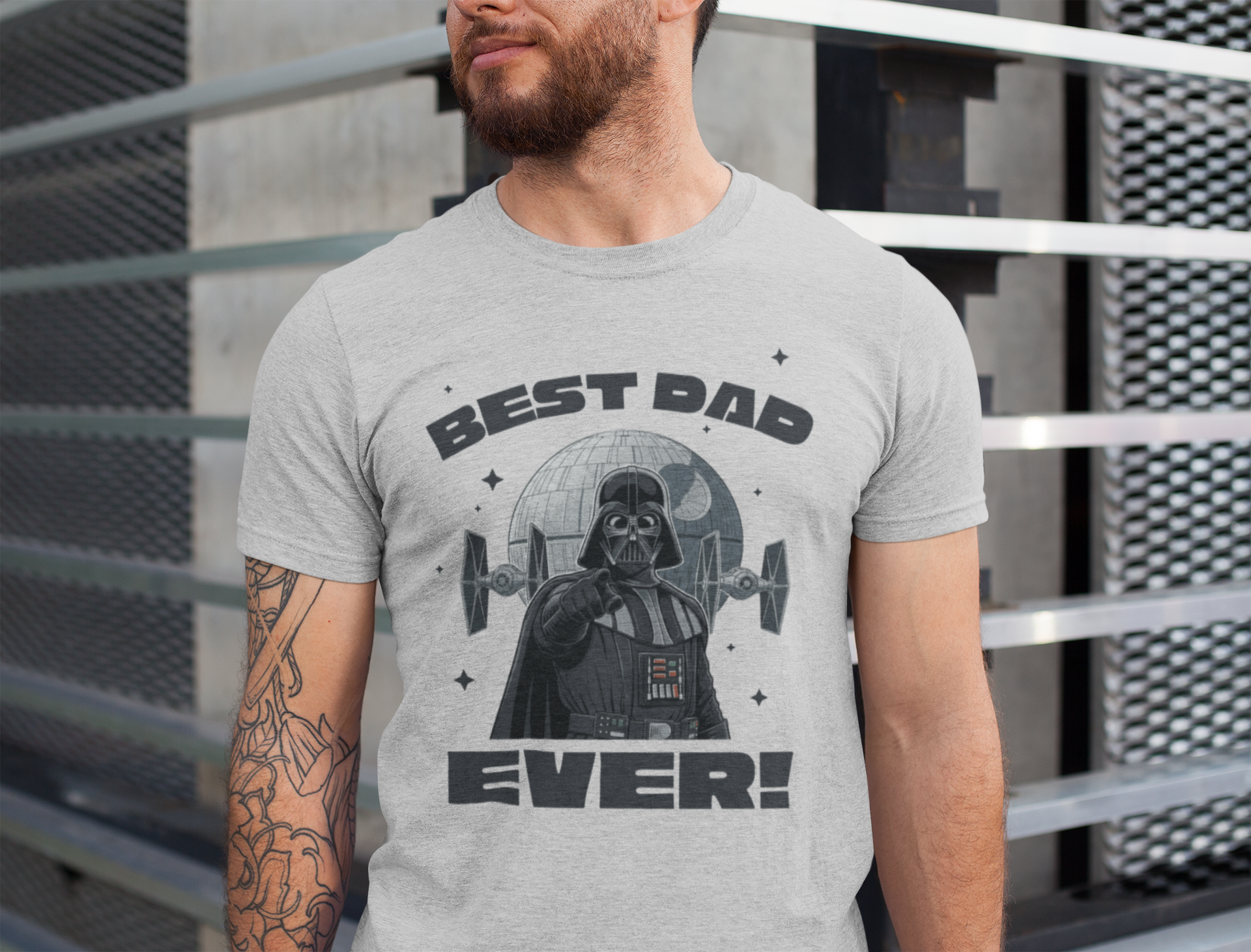 heathered t shirt mockup featuring a man with tattoos on one arm 28616